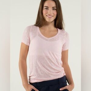 Lululemon Karmady Short Sleeve Paisley Burnout Pretty Pink Shirt